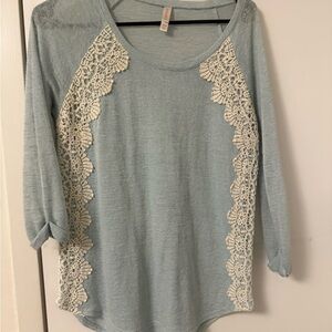 Women's Blue Lace Accent Top